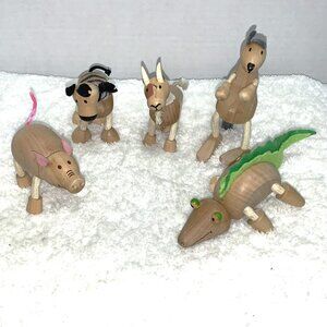Lot of 4 Anamalz Wooden Bendable Posable Animal Figures